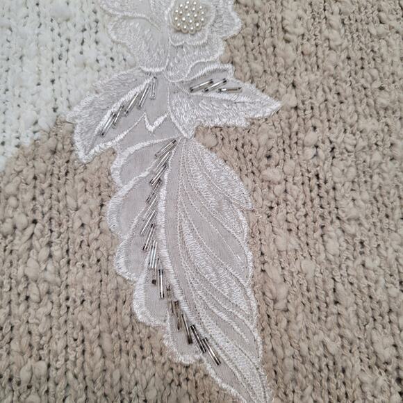 Vintage 80s Cristina Embellished Grandma Sweater Small Puff Sleeve Shoulder Pads - Picture 3 of 12